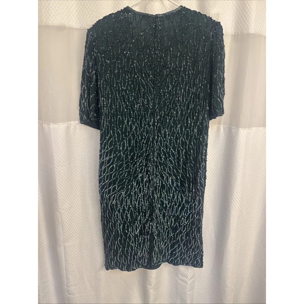 Vintage Scale Women's Dress Silk Sequins Beaded 1X India Gown Formal - Picture 6 of 9